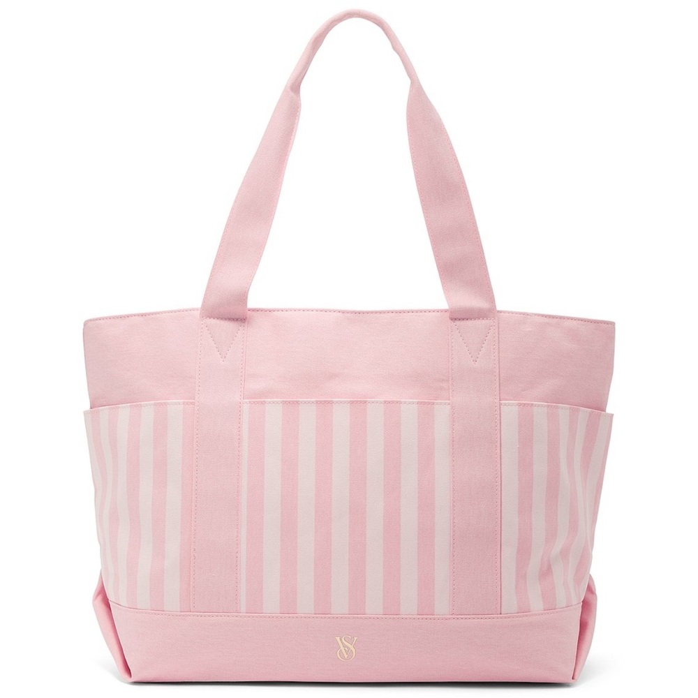 Victoria’s Secret VS Pink White Iconic Stripe Large Tote Bag OS